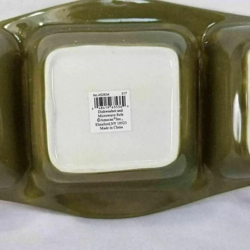Autumn Fall Divided‎ Dish 3 Section Serving Ceramic Bounty of the Season New